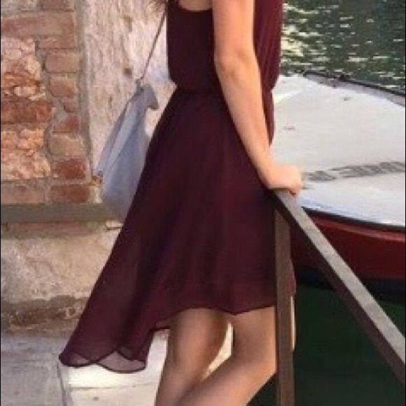 Garage | Hi-lo Flowy Burgundy Dress - Picture 5 of 5